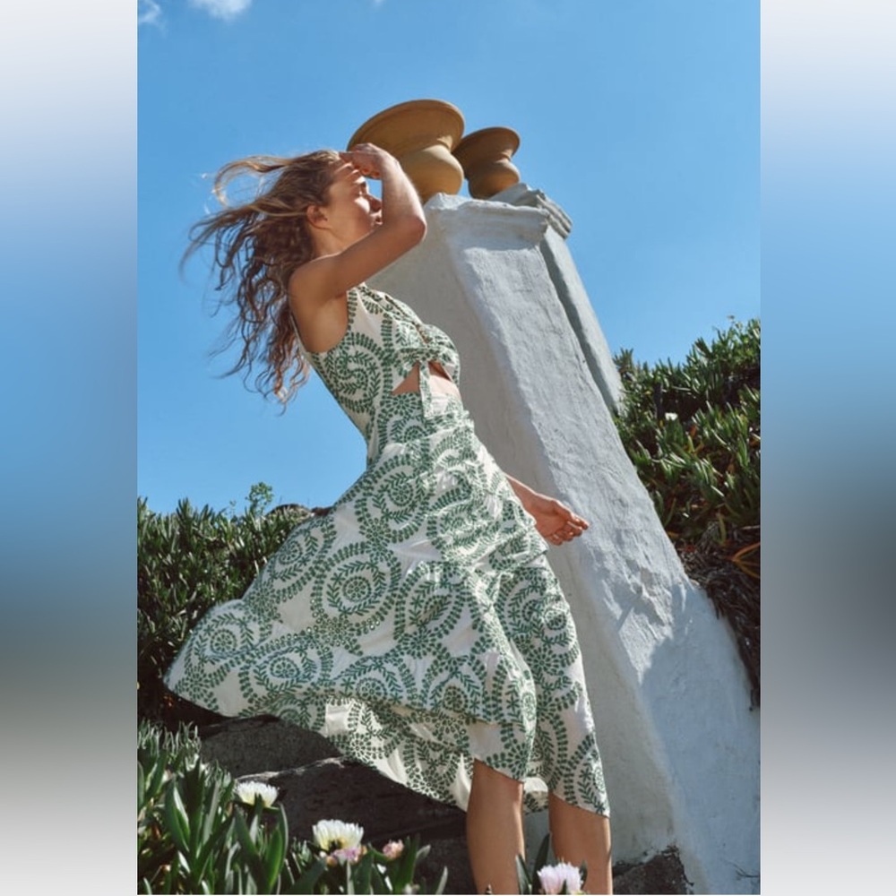 Zara perforated knotted embroidered dress